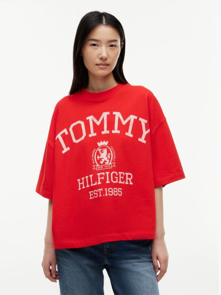 Κόκκινο T-Shirt Oversized Σε Άνετη Γραμμή  Γυναίκες