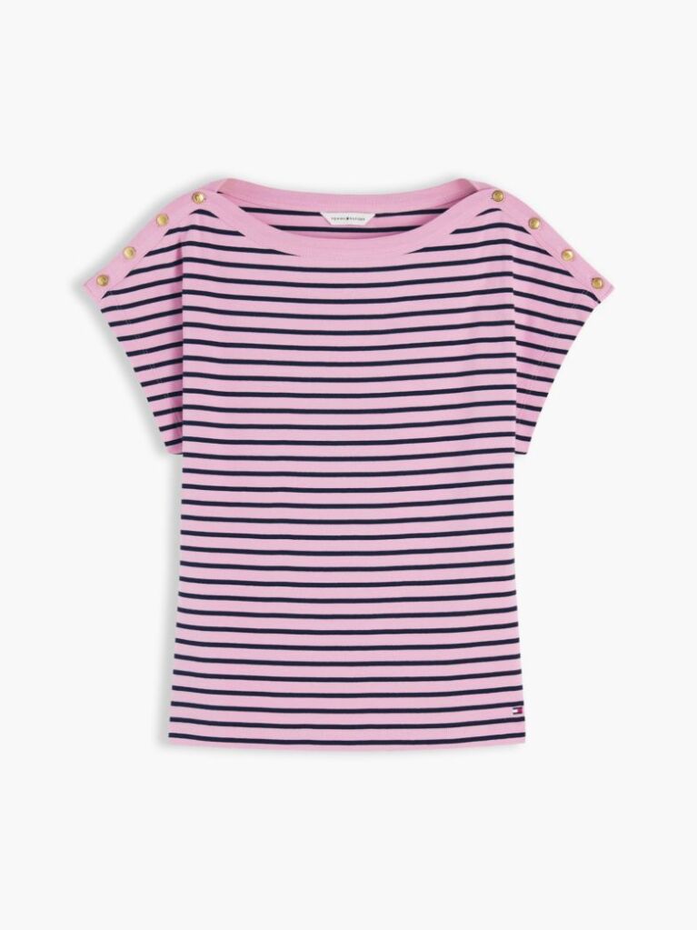 Multi T-Shirt Με Χρυσά Κουμπιά Και Ανοιχτή Λαιμόκοψη  Γυναίκες