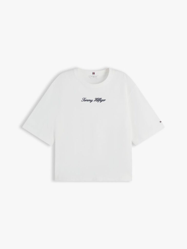 Άσπρο Άνετο T-Shirt Με Λογότυπο Και Στρογγυλή Λαιμόκοψη  Γυναίκες
