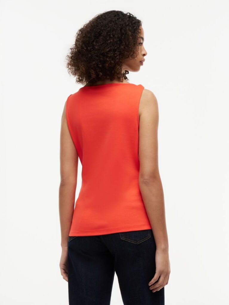 Red Twist Boat Neck Sleeveless Top  Women