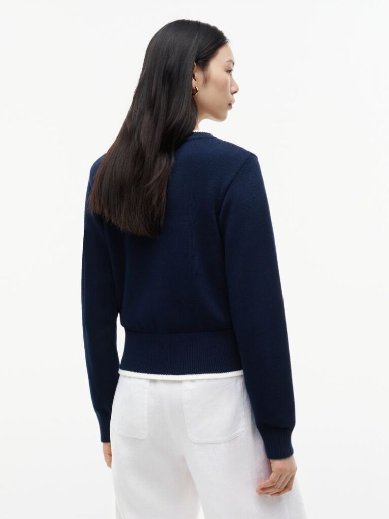 Blue Logo Embroidery Relaxed Crew Neck Jumper  Women