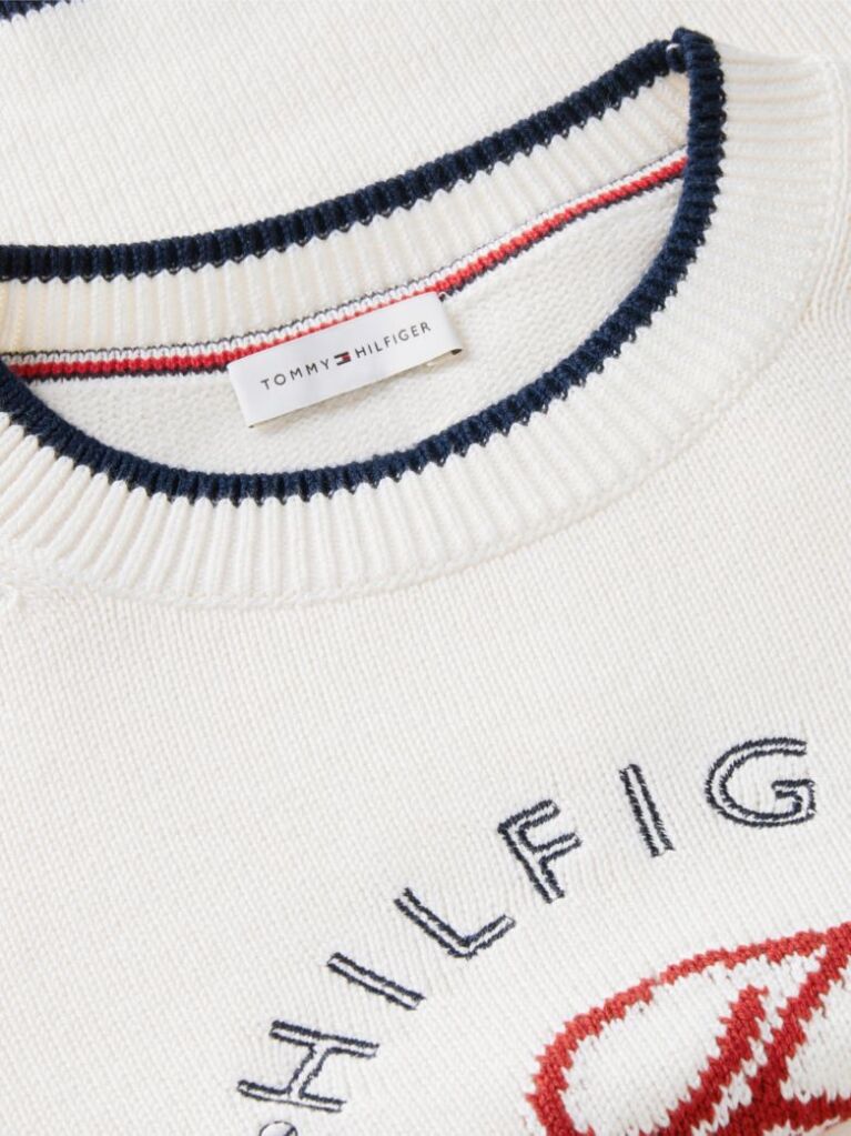 Beige Logo Embroidery Relaxed Crew Neck Jumper  Women