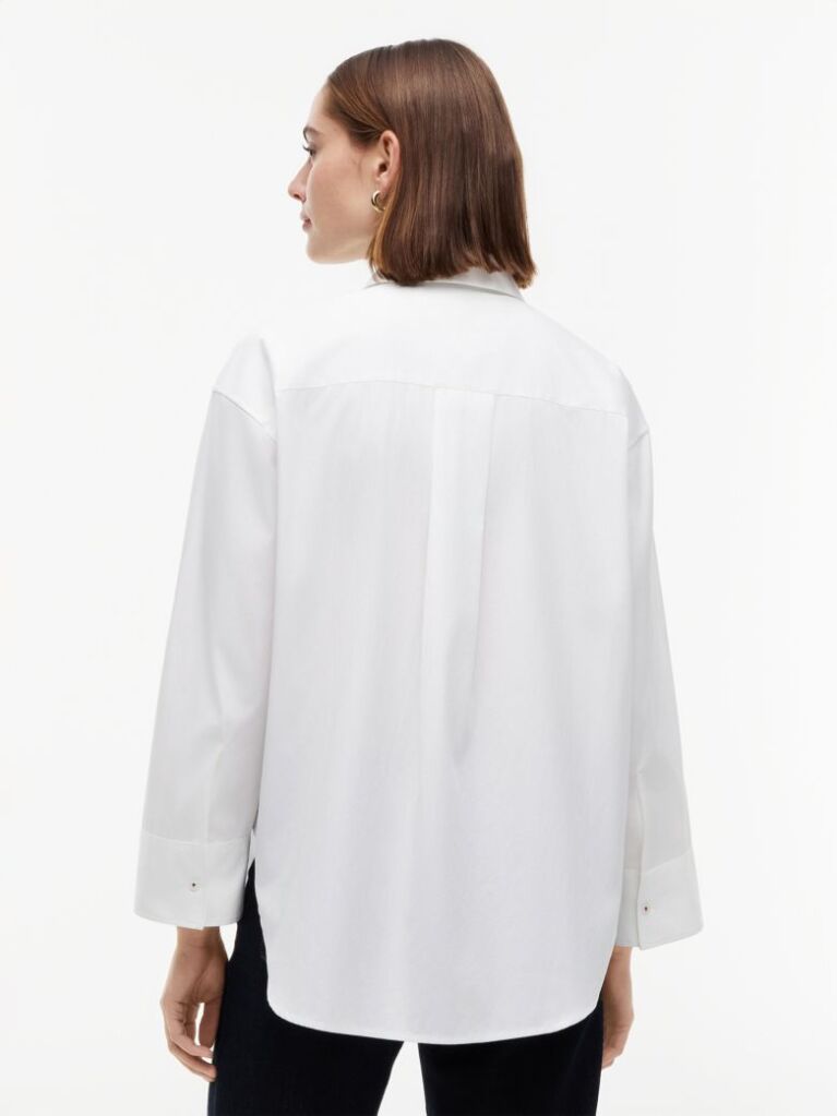 Άσπρο Πουκάμισο Από Ποπλίνα Oversized Με Σημαία  Γυναίκες