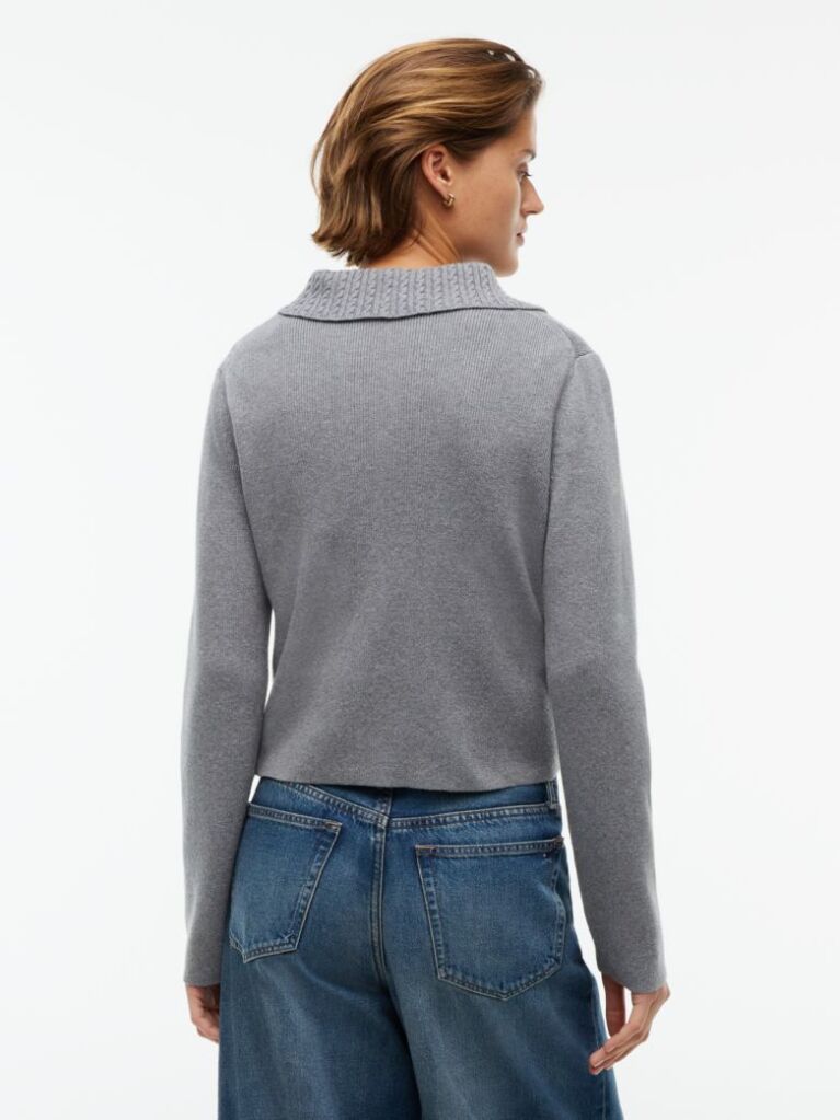 Grey Gold-Tone Button Jacket With Wool  Women