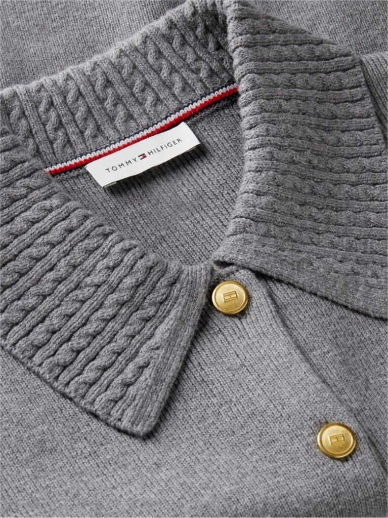 Grey Gold-Tone Button Jacket With Wool  Women