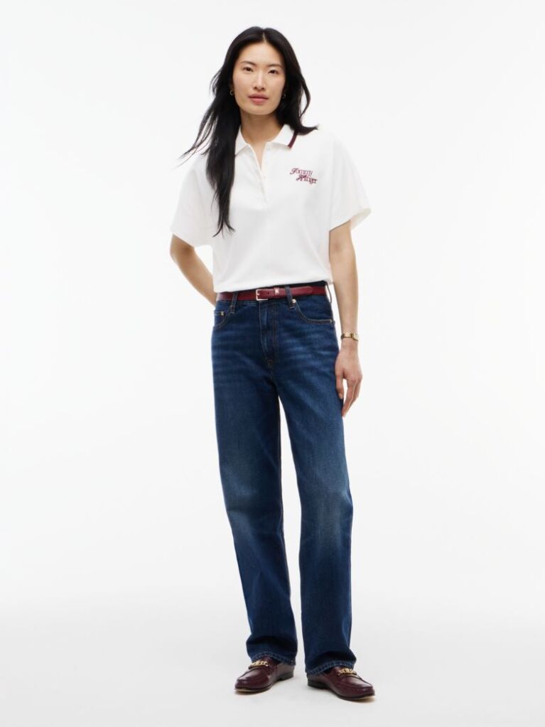 Beige Relaxed Fit Logo Polo Shirt  Women