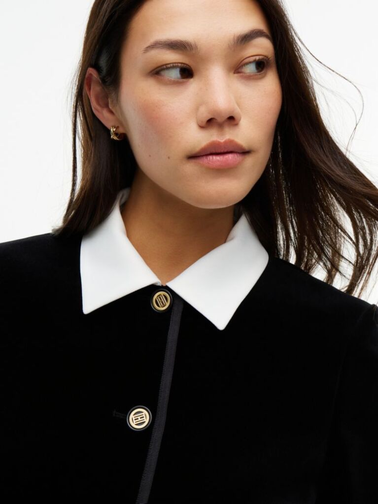 Black Festive Velvet Boxy Short Jacket  Women