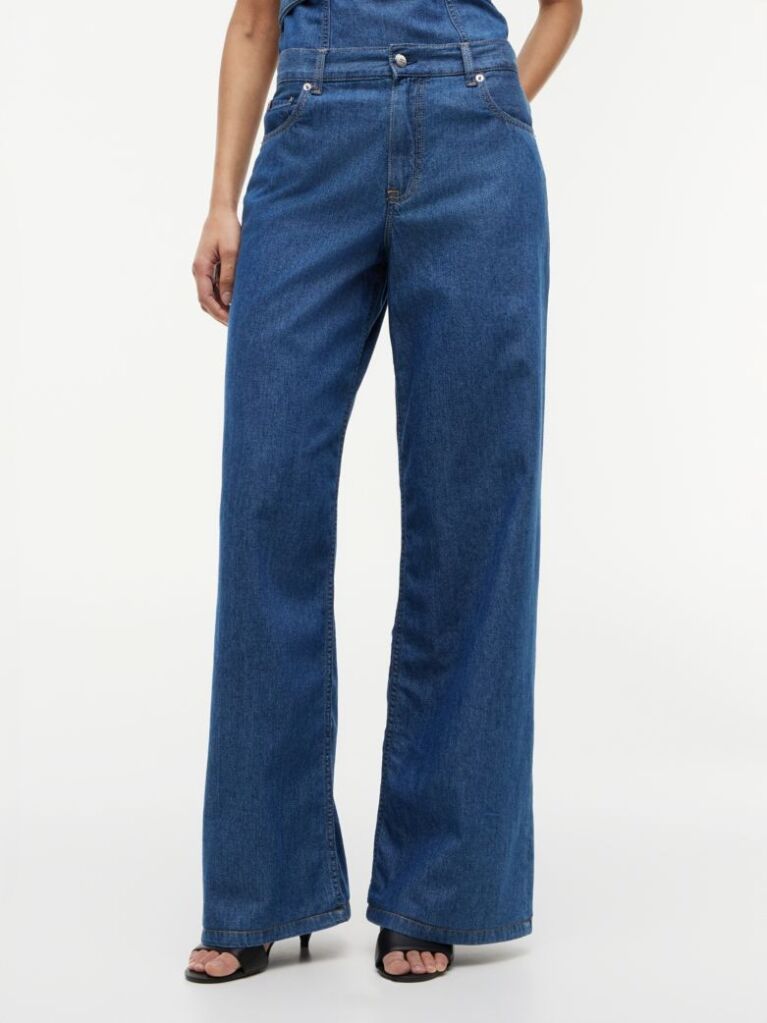 Blue 70s High Rise Wide Leg Jeans  Women