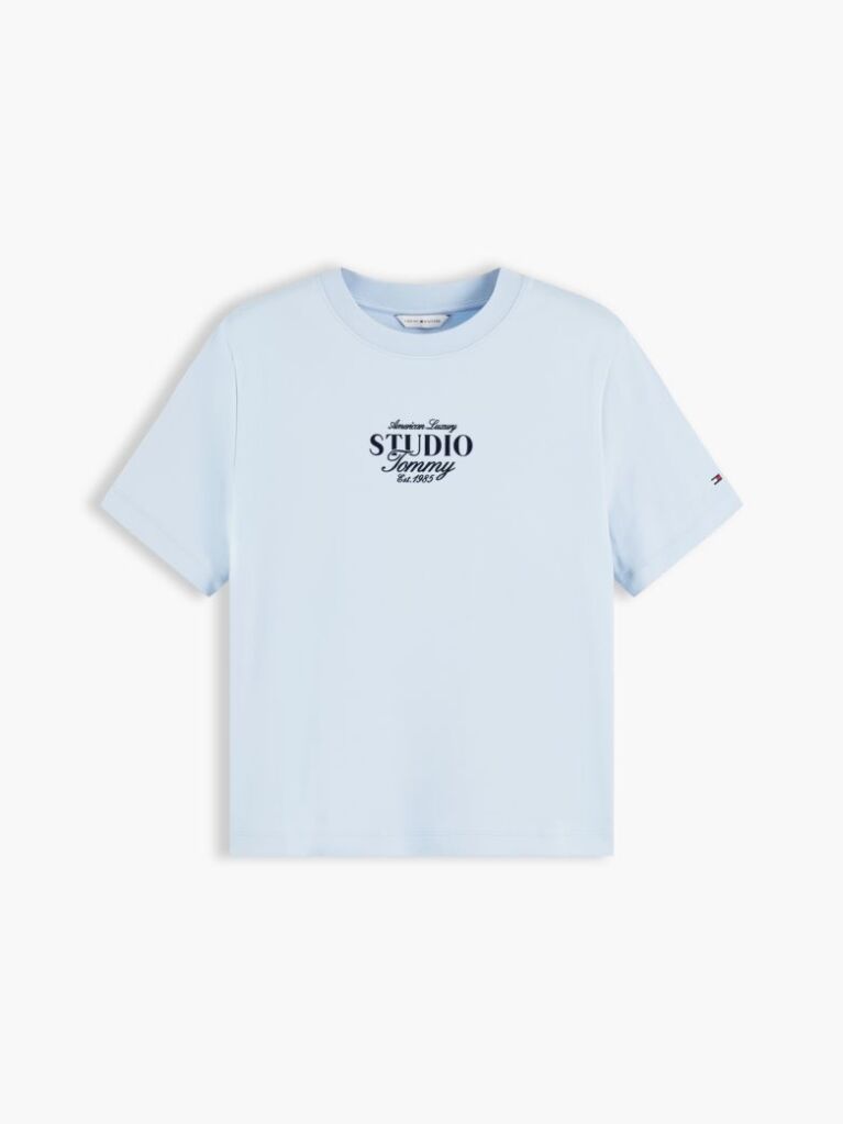 Μπλε T-Shirt Με Κλασική Λαιμόκοψη Και Λογότυπο  Γυναίκες