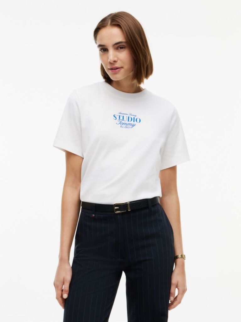 Μπεζ T-Shirt Με Κλασική Λαιμόκοψη Και Λογότυπο  Γυναίκες