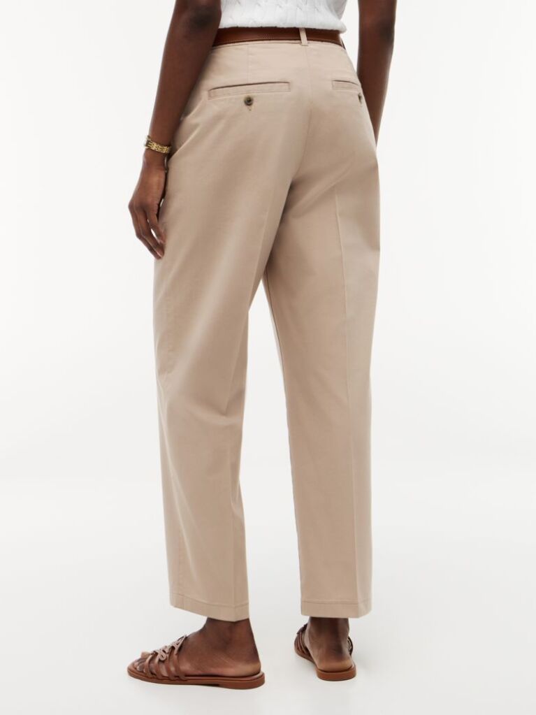 Beige Washed Slim Straight Chinos  Women