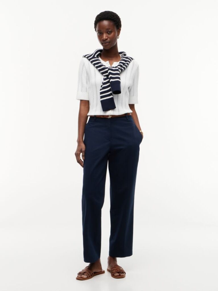 Blue Washed Slim Straight Chinos  Women