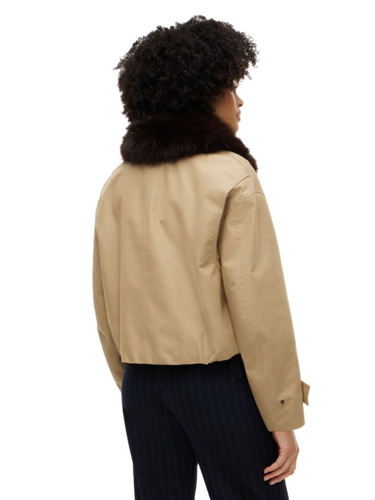 Καφέ Oversized Bomber Τζάκετ Με Συνθετική Γούνα Στο Γιακά  Γυναίκες