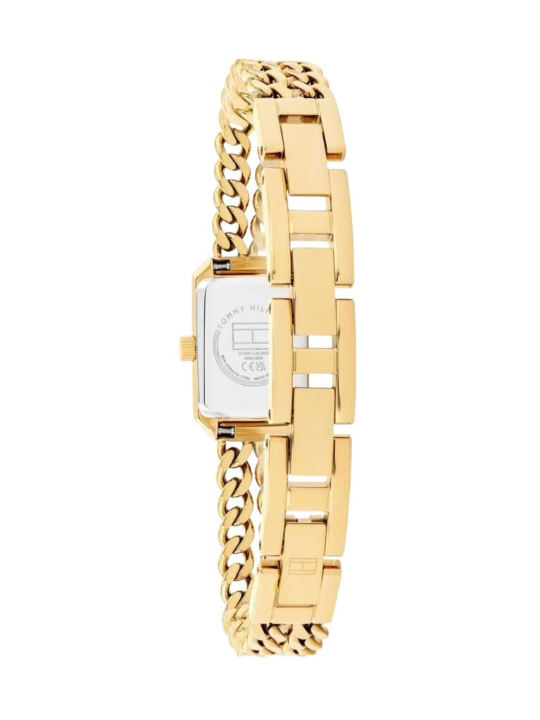 Black Ionic Gold-Plated Rectangular Dial Chain Link Watch  Women