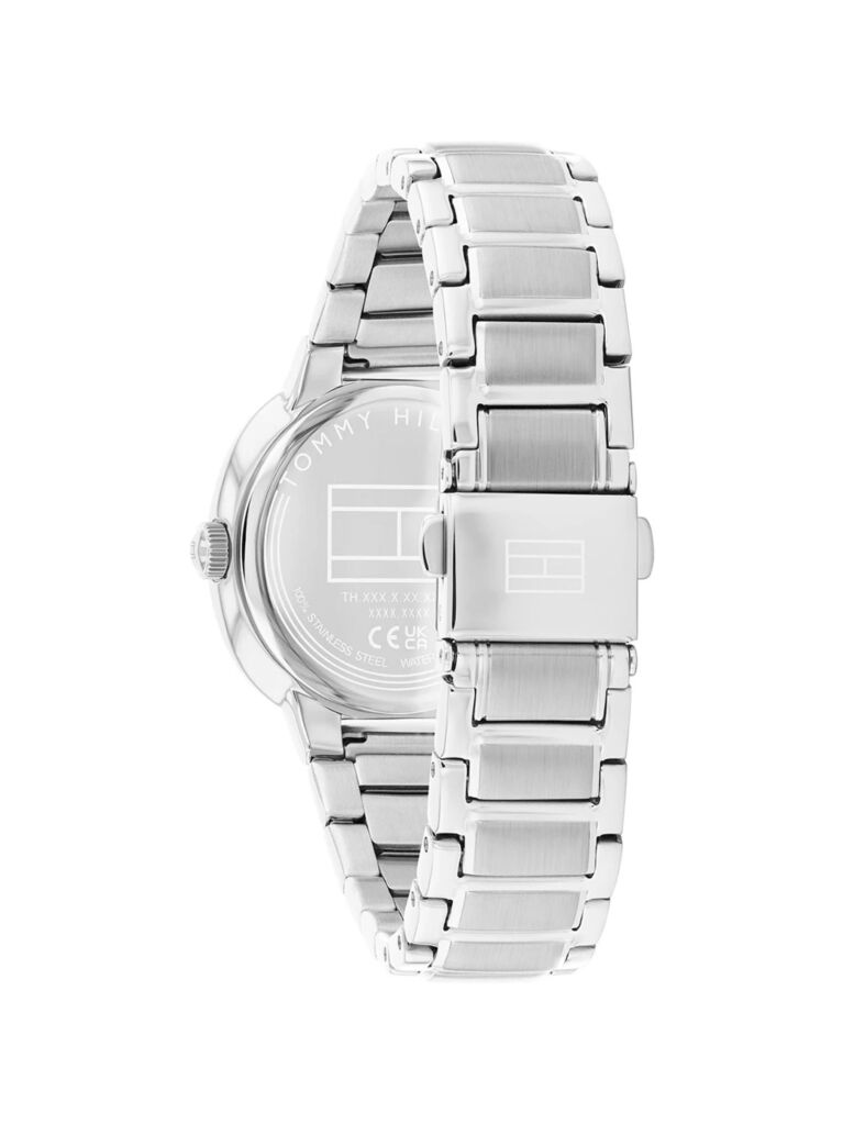 Silver Stainless Steel Crystal-Embellished Bracelet Watch  Women