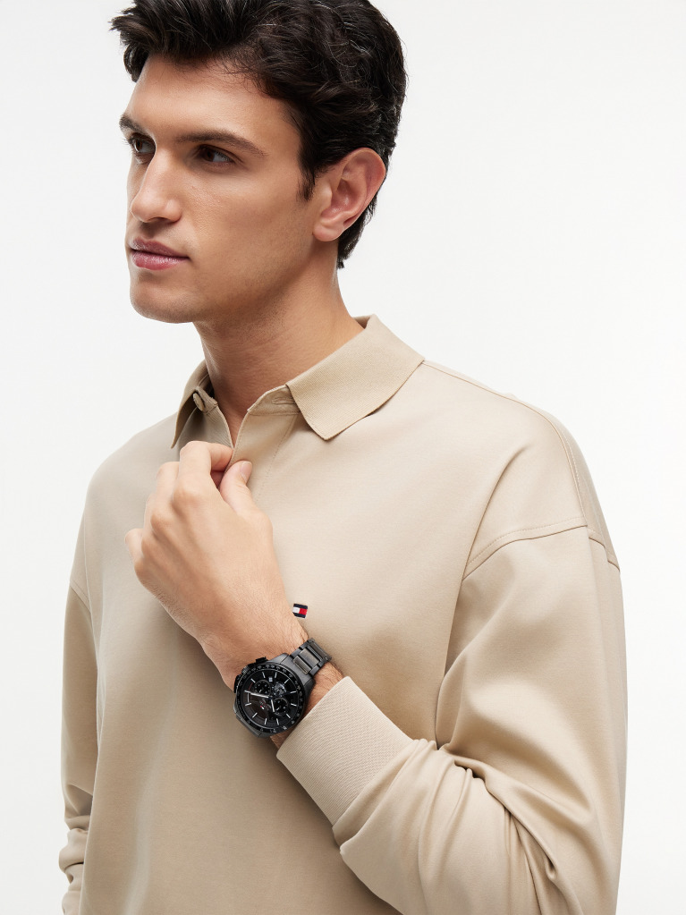 Black Black Ionic-Plated Stainless Steel Chronograph Watch  Men