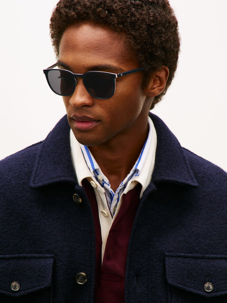 Blue Signature Tip Square Sunglasses  Men