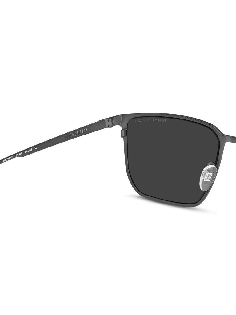 Black Modern Preppy Square Sunglasses  Men