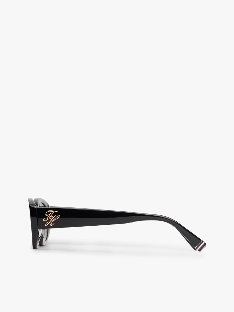 Black Logo Plaque Oval Sunglasses  Women