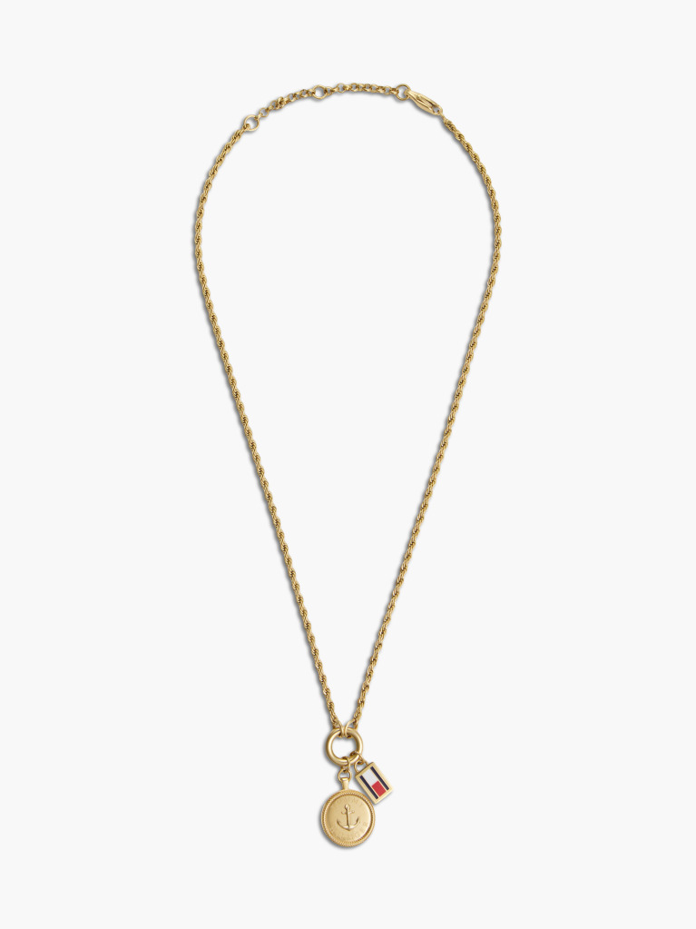 Gold Gold-Plated Rope Chain Nautical Charm Necklace  Women