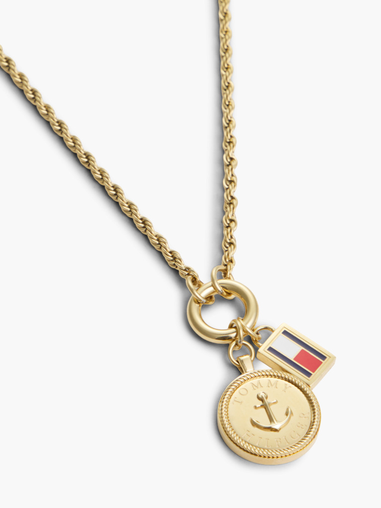 Gold Gold-Plated Rope Chain Nautical Charm Necklace  Women