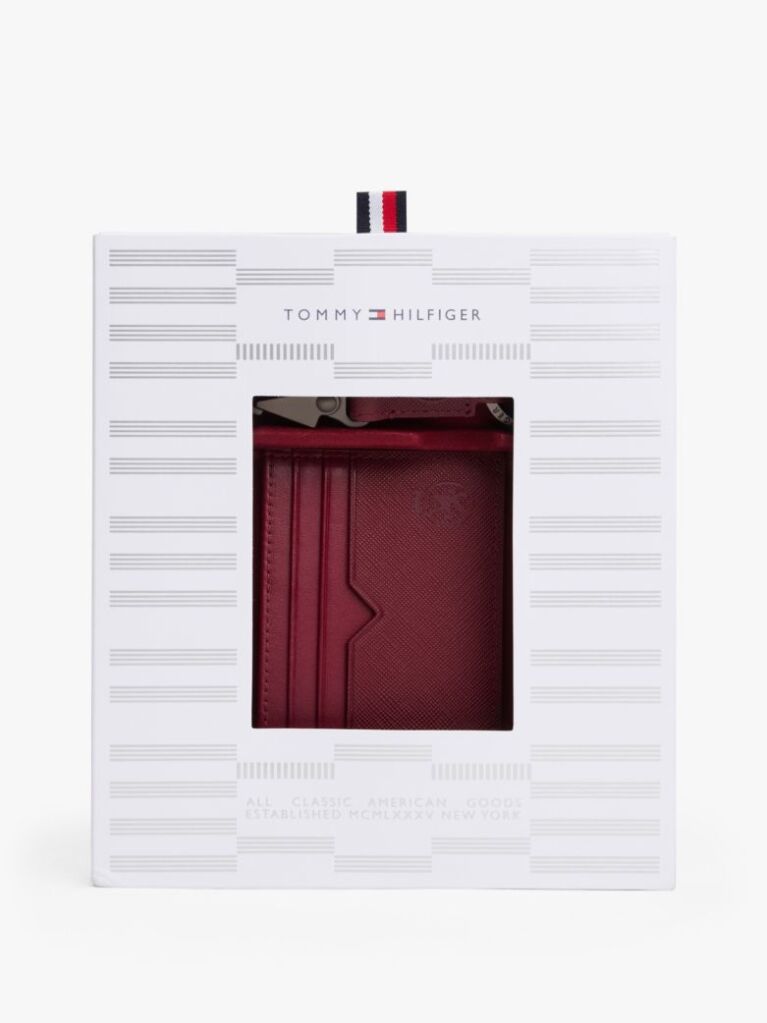 Red Leather Card Holder And Key Fob Set  Men