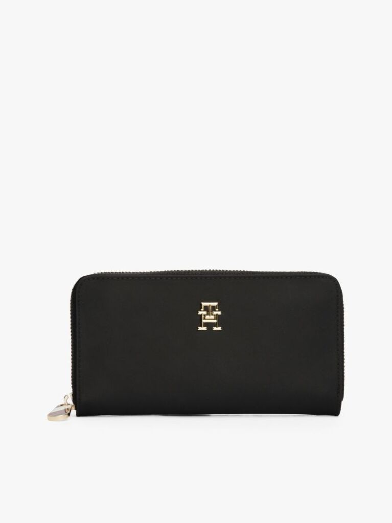 Black Large Textured Monogram Wallet  Women