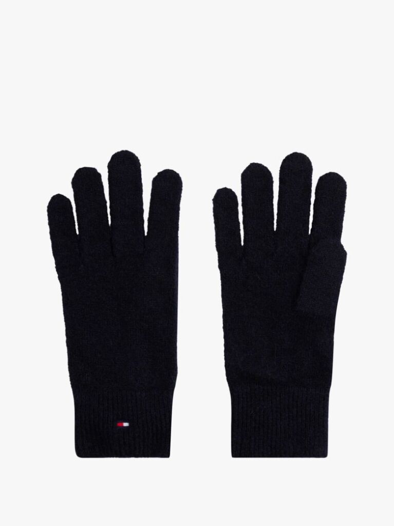 Μπλε Fluffy Πλεκτά Γάντια Με Σημαία Hilfiger  Γυναίκες