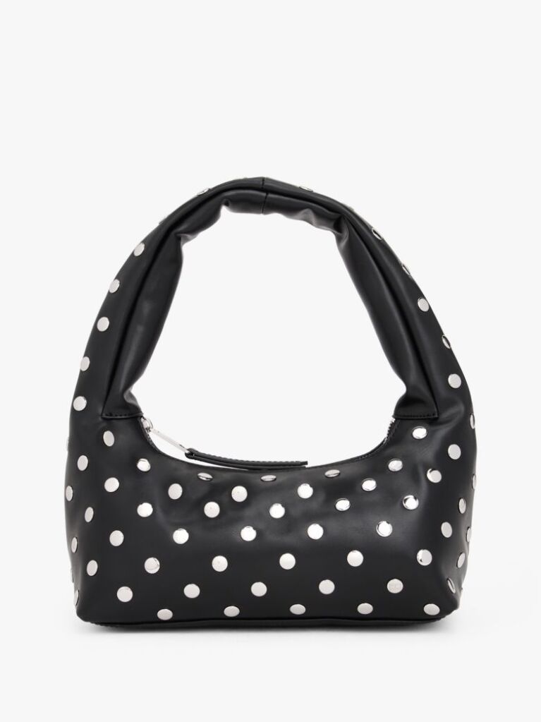 Black Metal Stud Shoulder Bag  Women