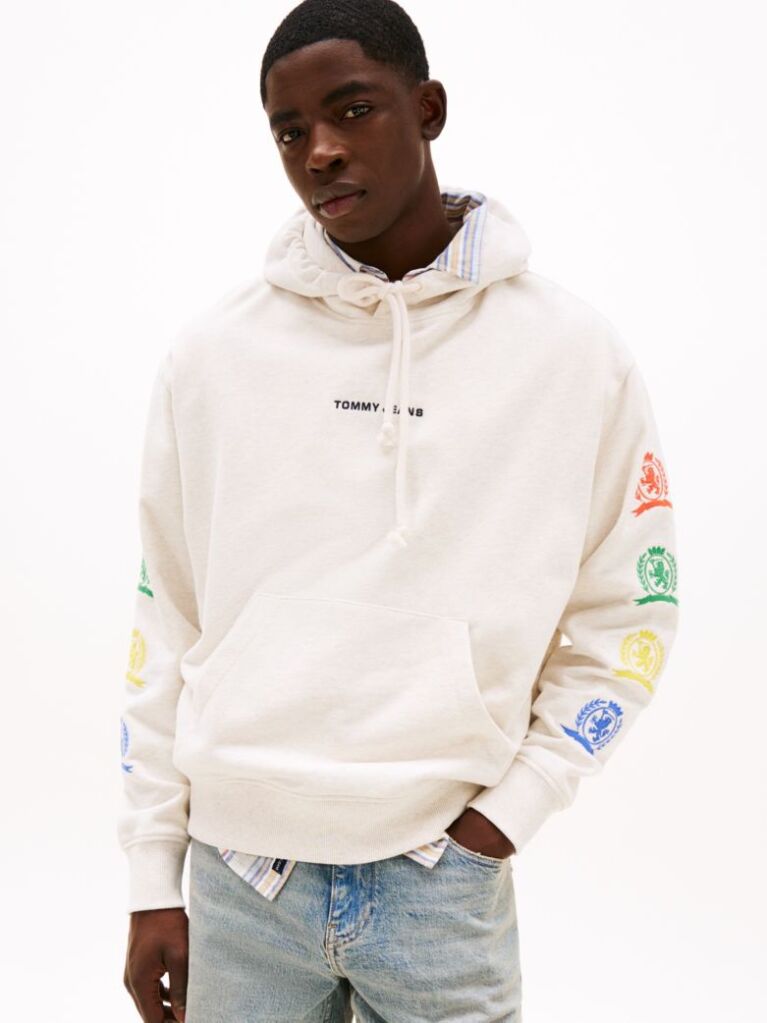 Άσπρο Άνετο Hoody Με Γραφικό Σχέδιο  Άνδρες