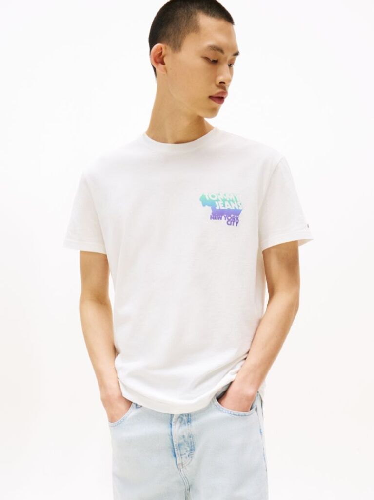 White Stack Logo Back Graphic T-Shirt  Men