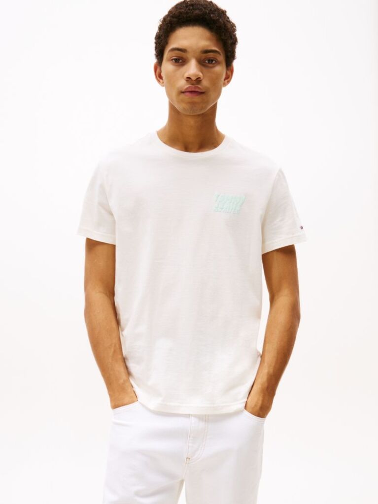 White Bubble Logo Slim T-Shirt  Men