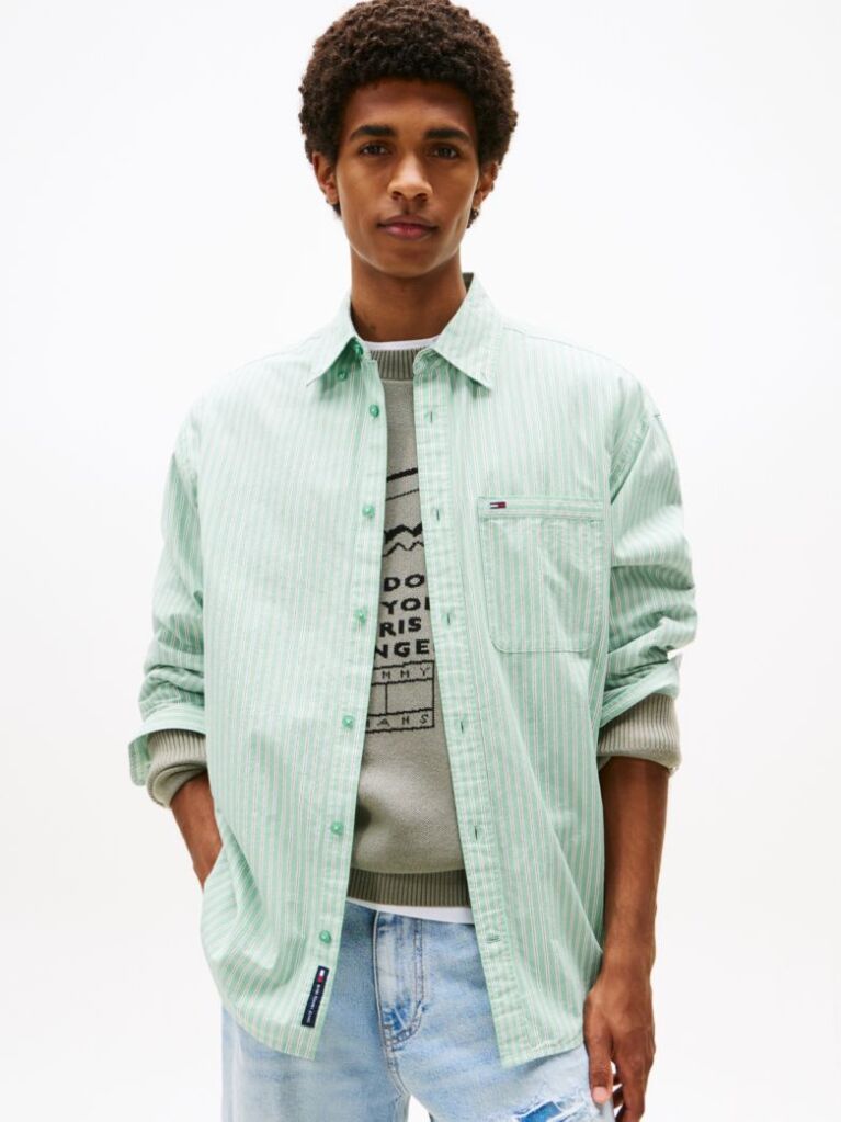 Multi Relaxed Fit Stripe Poplin Shirt  Men