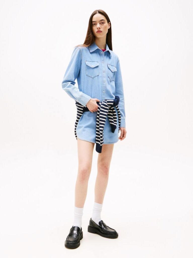 Denim Μίνι Denim Φόρεμα Σε Στιλ Πουκαμίσας  Γυναίκες