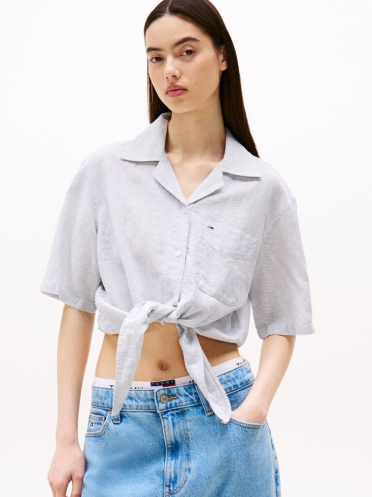 Multi Cropped Relaxed Short Sleeve Shirt  Women
