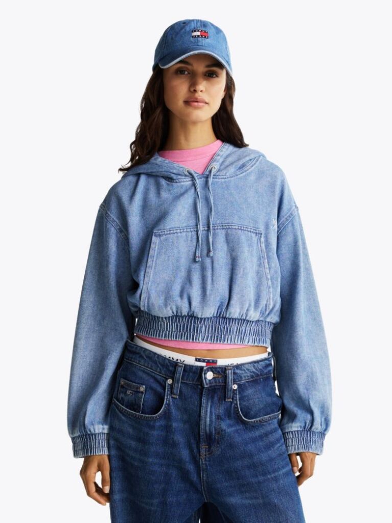 Denim Denim Hoody Με Cropped Μήκος  Γυναίκες