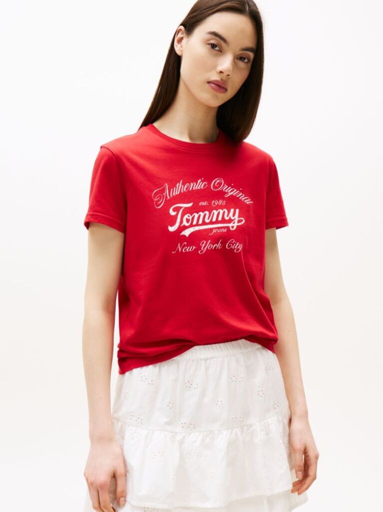 Red Regular Essential Logo Tee  Women