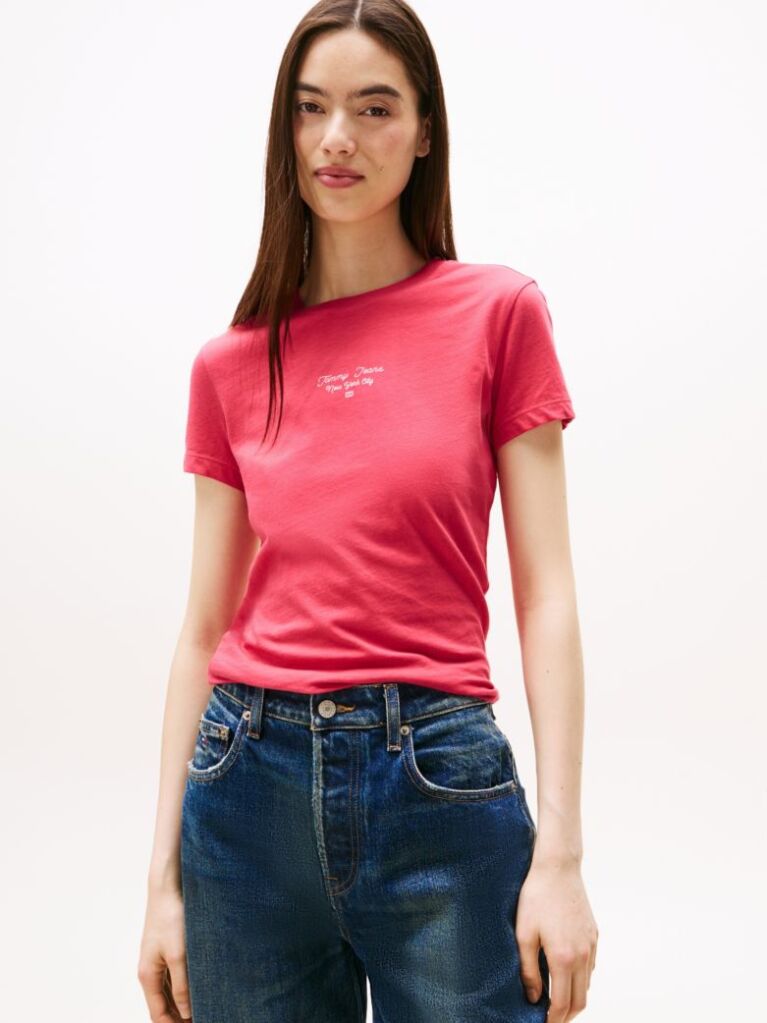 Pink Logo Jersey Slim T-Shirt  Women