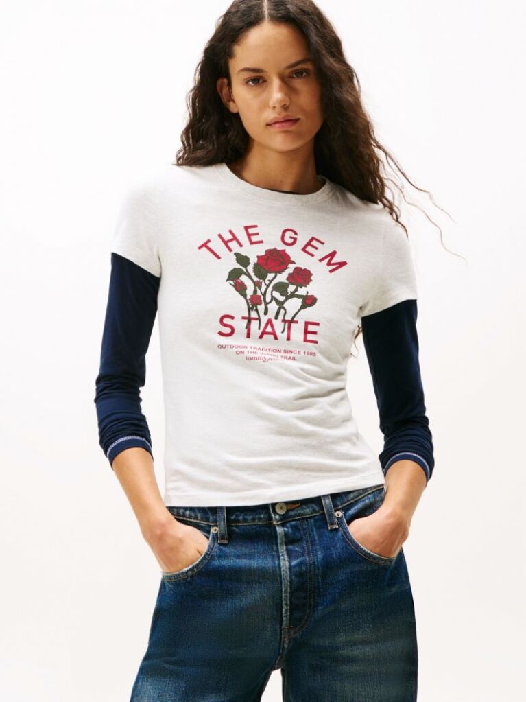 Γκρι T-Shirt Σε Slim Γραμμή Με Σχέδιο  Γυναίκες