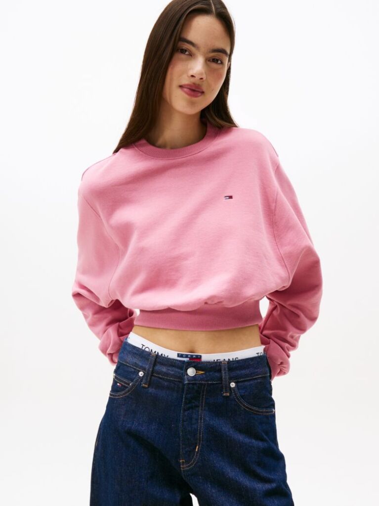 Pink Crop Flag Sweatshirt  Women