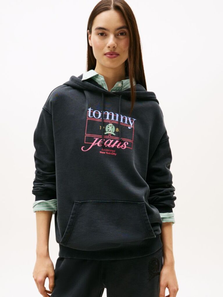 Black Crest Flag Hoodie  Women
