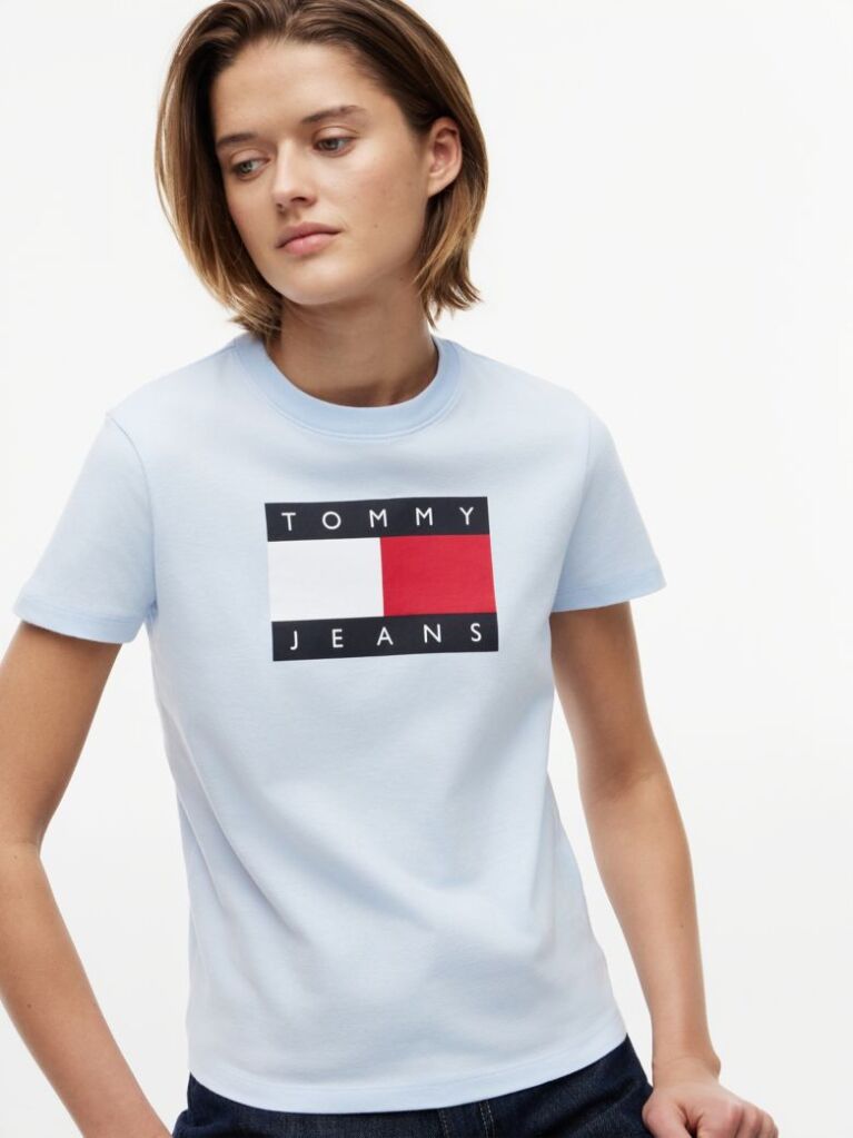 Μπλε T-Shirt Με Tonal Σημαιάκι  Γυναίκες