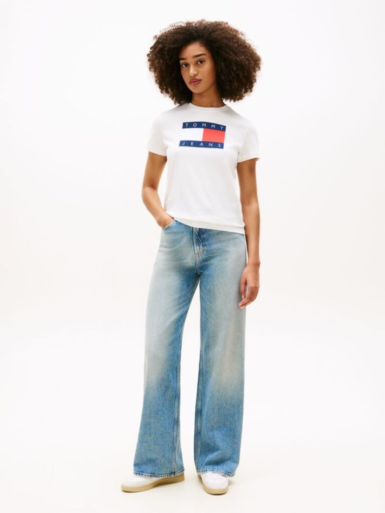 Άσπρο T-Shirt Με Tonal Σημαιάκι  Γυναίκες