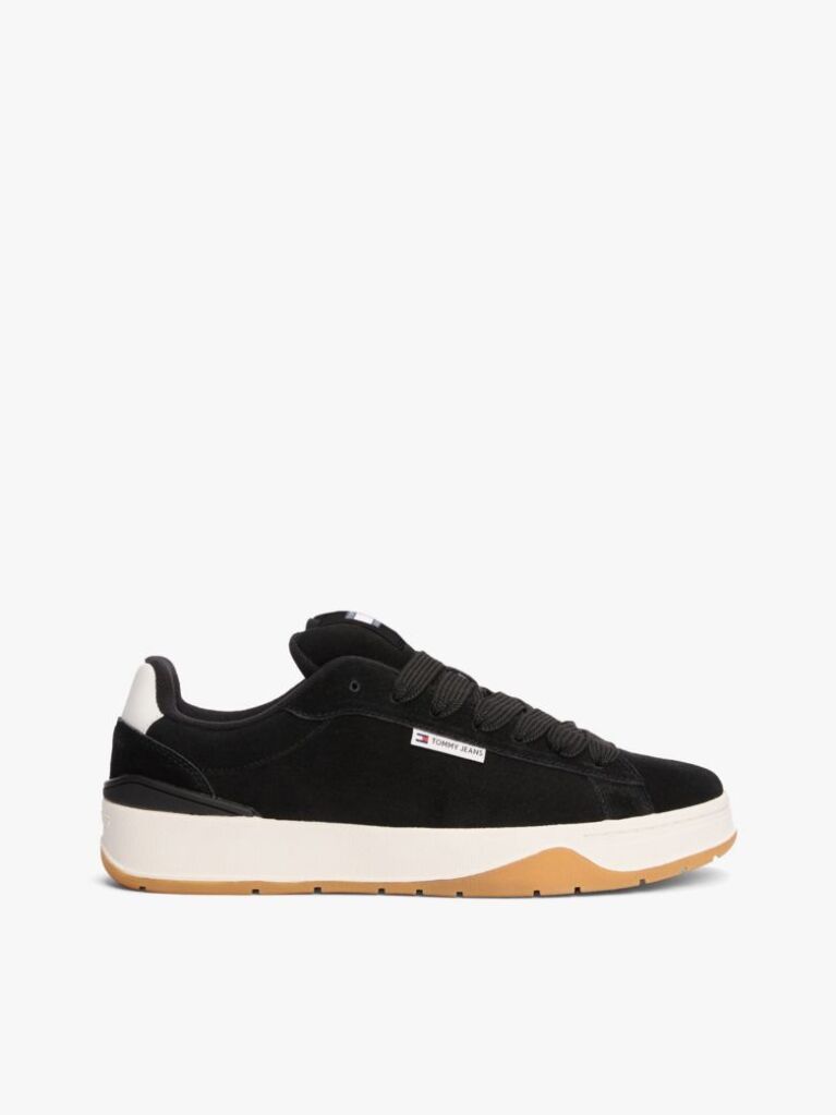 Black Suede Textured Midsole Trainers  Men