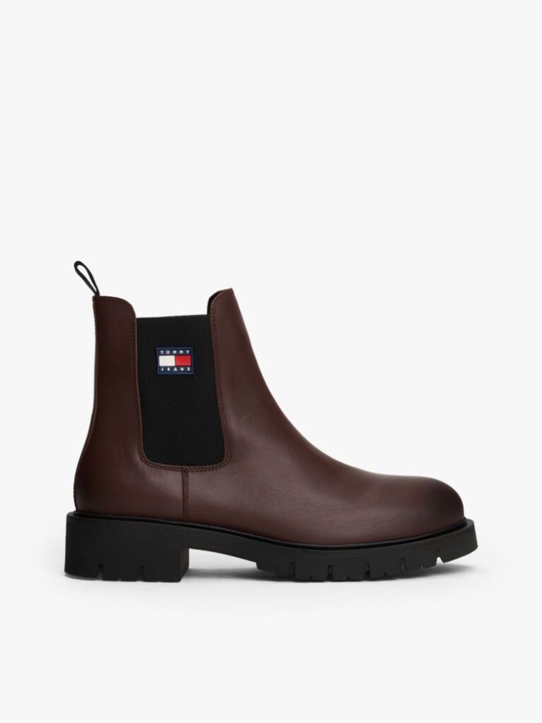 Brown Leather Cleat Chelsea Boots  Women