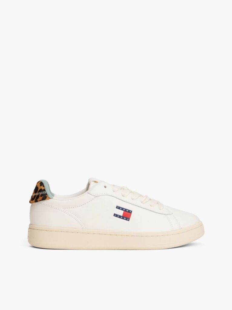 Beige Archive Court Leopard Print Heel Trainers  Women