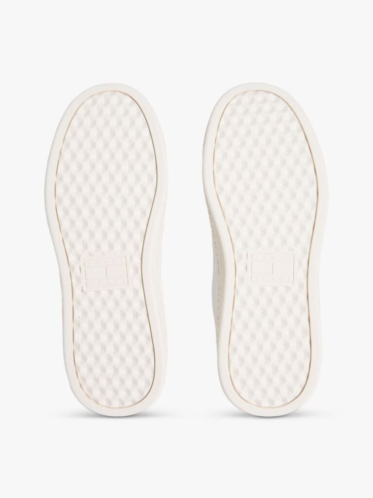 White Debossed Logo Cupsole Trainers With Leather  Women