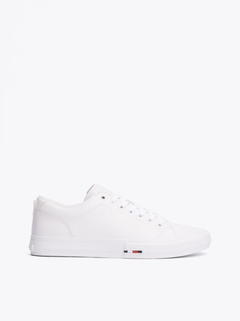 Άσπρο Δετά Δερμάτινα Sneakers Με Λογότυπο  Άνδρες