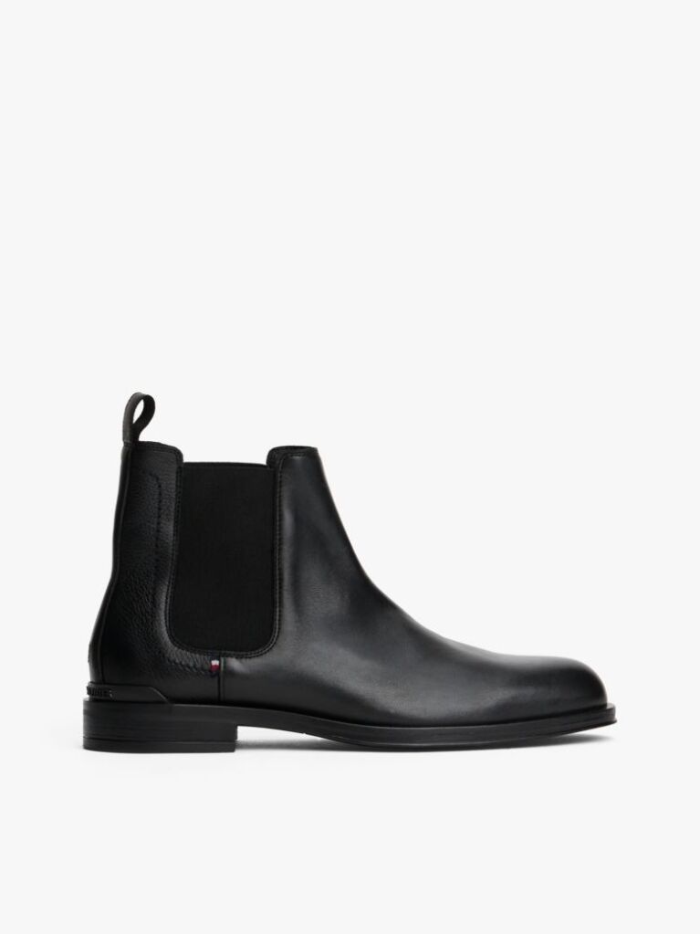 Black Leather Chelsea Boots  Men