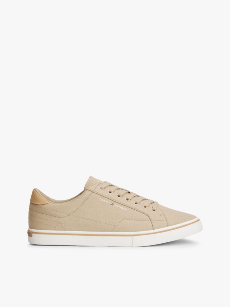 Beige Canvas Embossed Trainers  Men